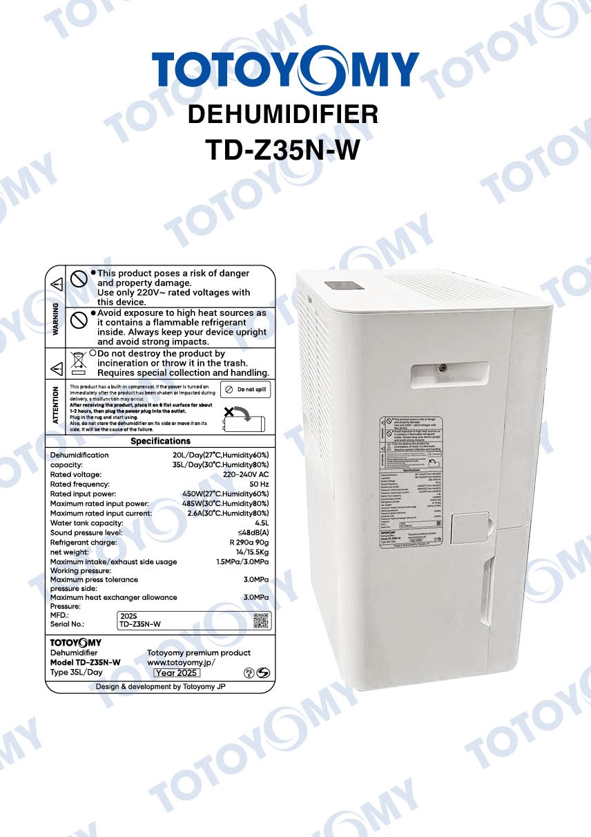 totoyomy dehumidifier td z35n w jp21